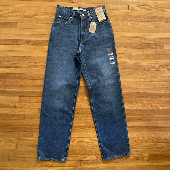 Levis Jeans Womens 25x31 Blue Denim 94 Baggy Mid Rise Loose Straight Leg NWT - Picture 1 of 9